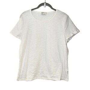 Hayes White Slub Crewneck Short Sleeve T-Shirt Solid Cotton Blend Stretch LP